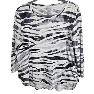 Tommy Bahama Womens Zebra Print Tshirt Safari Travel Vacation Lightweight Size L